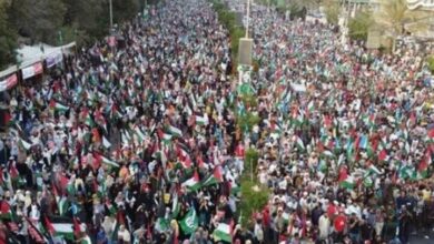 A large demonstration of the people of Karachi in support of Palestine and stopping the war in Gaza