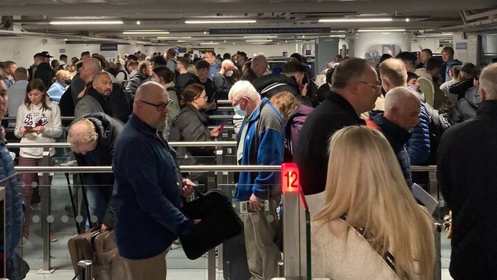 Flights at Manchester airport in England were canceled due to widespread power outages