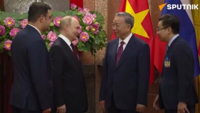 Putin entered the Hanoi Presidential Palace with the welcome of his Vietnamese counterpart