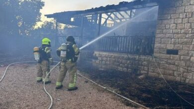 A fire in the Zionist settlement “Al-Mutla” in Hezbollah’s missile attack