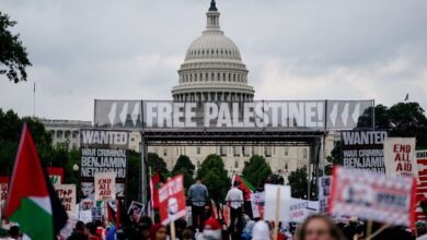 A gathering of 10,000 protesters against Netanyahu in the US Congress