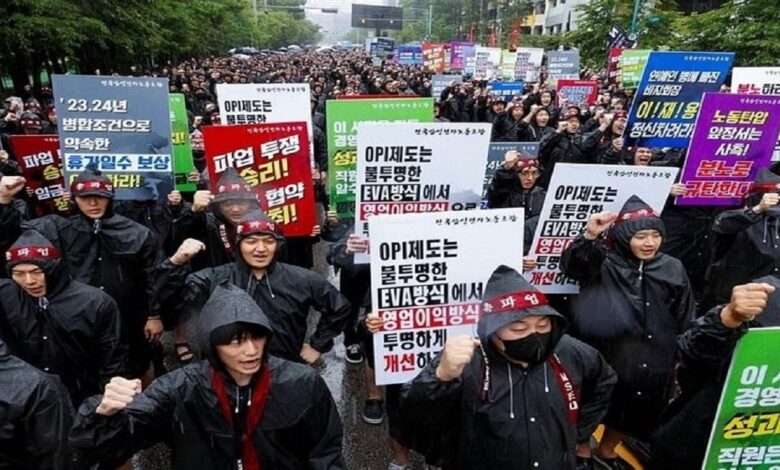 A nationwide strike by Samsung workers in South Korea