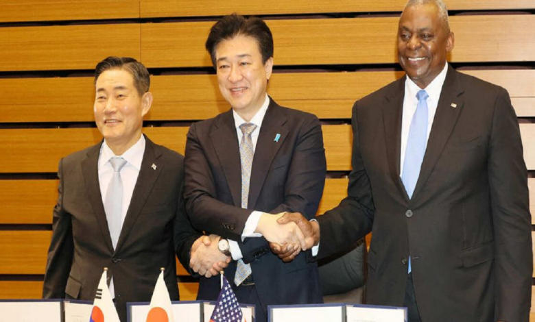 America, Japan and South Korea signed a memorandum of understanding on defense cooperation