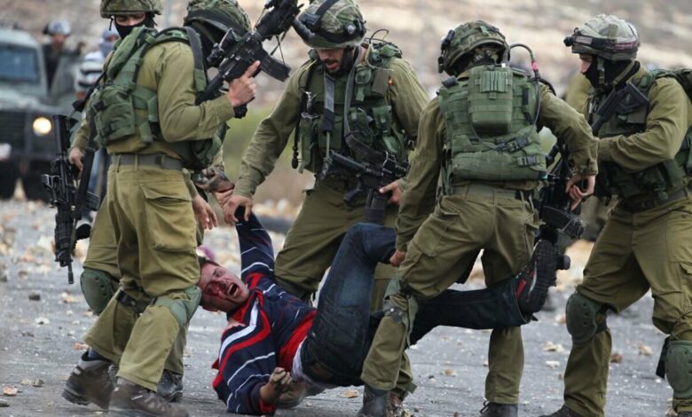 Arresting Palestinian civilians in the Zionist attack