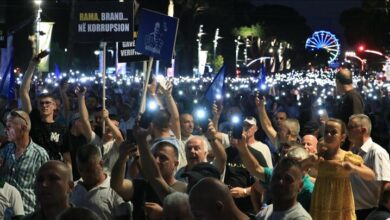 Gathering of protestors against corruption in Albania