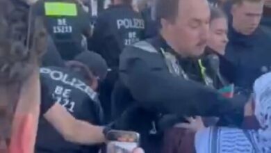 German police punching women who support Palestine + video