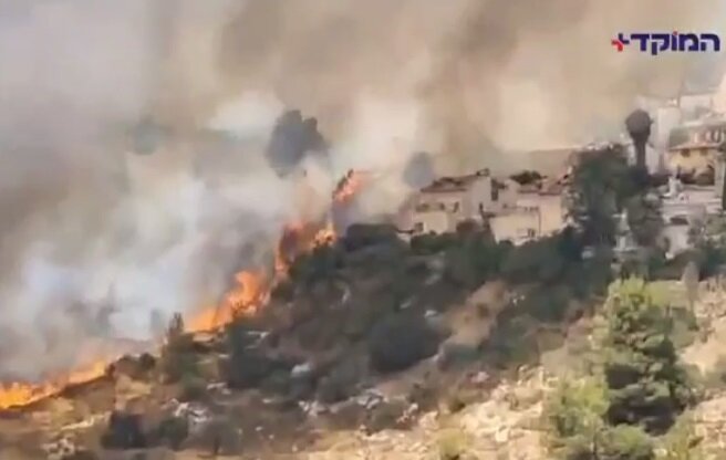 Hizbollah set fire to Kiryat Shmona + video