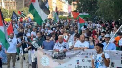 Massive demonstrations condemning the crime of “Al-Mawasi” in Berlin and Milan + film