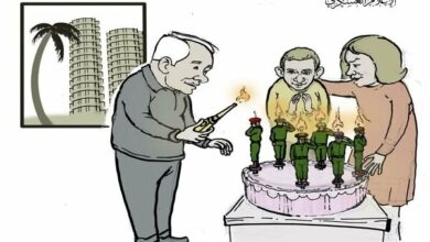 Netanyahu’s son’s birthday cake and blowing out the candle of life of Zionist soldiers