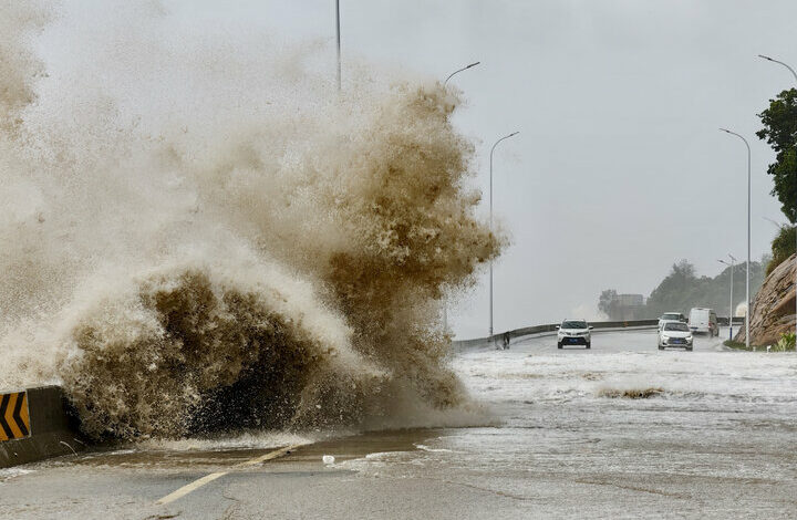 The breaking of a dam in Russia after torrential rains