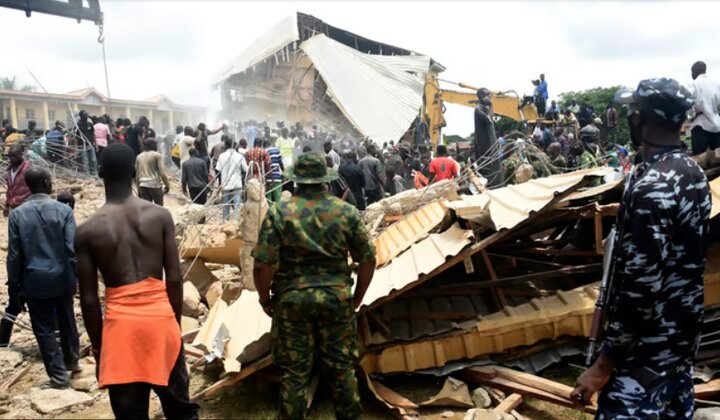 The collapse of a two-story school in Nigeria/ 22 students were killed