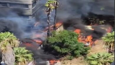 A massive fire in the parking lot of a car in Tel Aviv+film