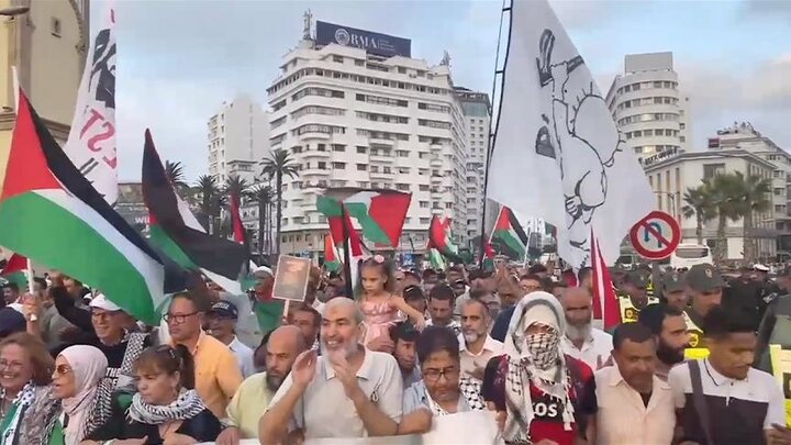 Demonstrations of Moroccan people protesting the Zionist crime in “Tabein”