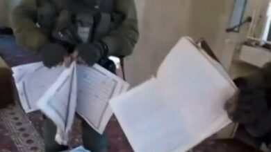 Desecration of the Holy Quran in a mosque in Gaza by Zionist soldiers