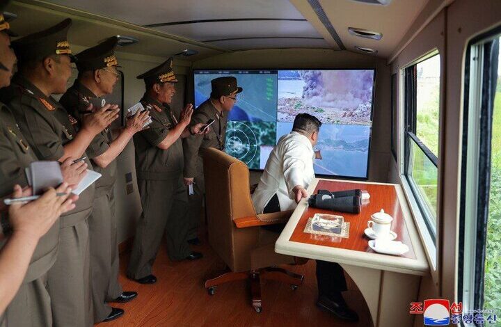 Kim tested North Korea’s 240mm missile launcher system with tea