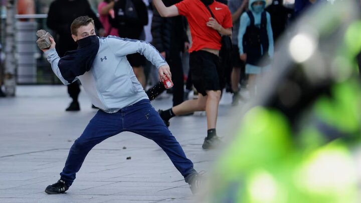 Street protests are the headlines of British newspapers