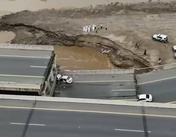 The collapse of a bridge in southern Saudi Arabia following the recent rains