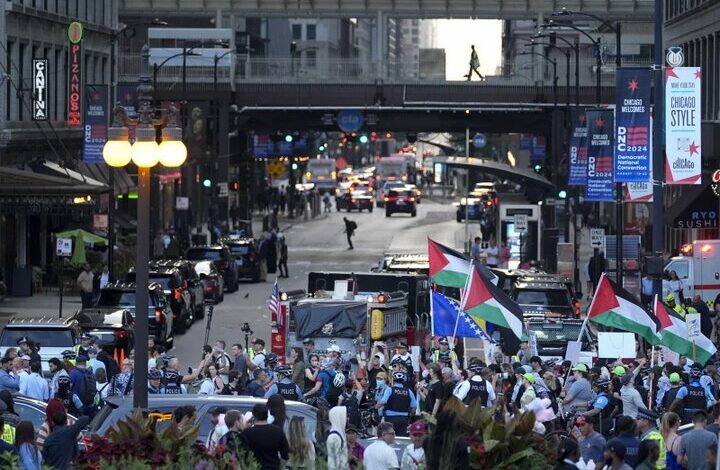 The continuation of the demonstrations of supporters of Palestine in Chicago / the streets are full of protesters