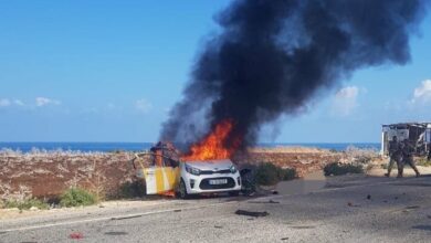 A car was attacked on the “Nagoura” highway in Lebanon + video and pictures