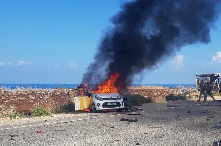 A car was attacked on the “Nagoura” highway in Lebanon + video and pictures