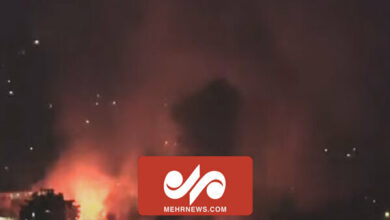 A severe fire caused by the heavy bombardment of the Zionists in the southern suburbs of Beirut