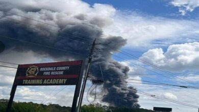 A terrible fire broke out in a chemical factory in the state of Georgia, USA