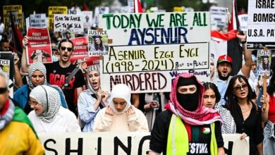 American demonstrations in response to the martyrdom of “Ayesha Noor” by the Zionist military