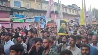 Mass demonstrations of Kashmiris condemning the martyrdom of “Syed Hassan Nasrallah”.