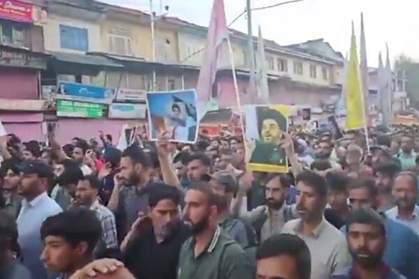 Mass demonstrations of Kashmiris condemning the martyrdom of “Syed Hassan Nasrallah”.