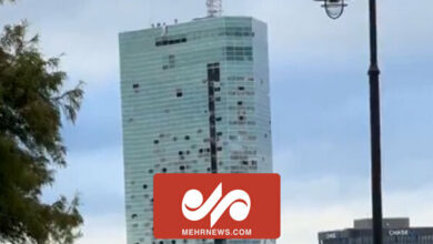 The moment of explosion and destruction of a 22-story tower in Louisiana