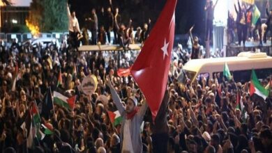 Turkish people’s protests against the docking of the American ship in the port of Izmir