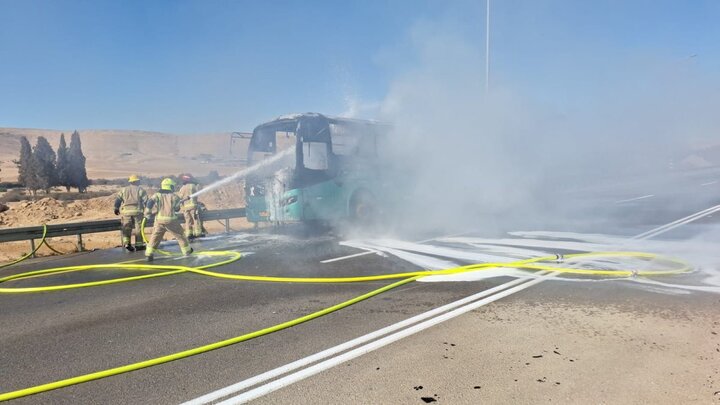 A fire broke out in a bus in the occupied territories + pictures