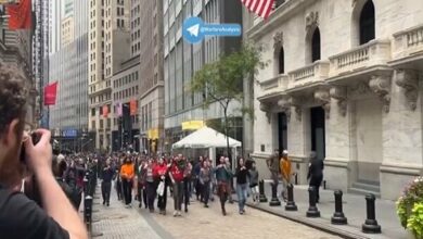 Apocalyptic scenes in New York/Manhattan Stock Exchange in the occupation of Palestinian supporters