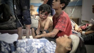 Bombing Palestinian refugee camps and hospitals in the Gaza Strip