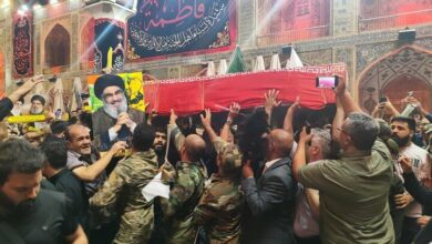 Burial of Martyr Nilforoshan in Najaf Ashraf and circumambulation in the shrine of Hazrat Ali (AS)