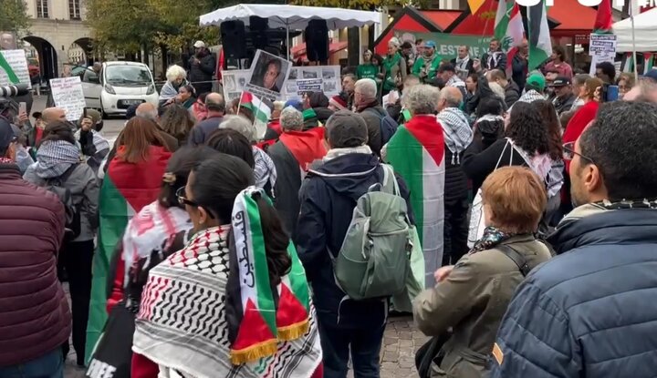 Support demonstration for Lebanon and Palestine in Paris + video