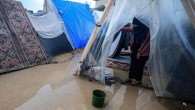 10,000 tents of Palestinian refugees were damaged due to heavy rain