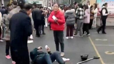 A car hit students outside the school in southern China