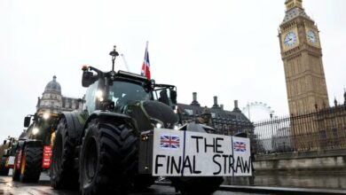 British protesting farmers came to the streets of London with tractors