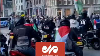 Motorcycle riders in Amsterdam support the people of Gaza