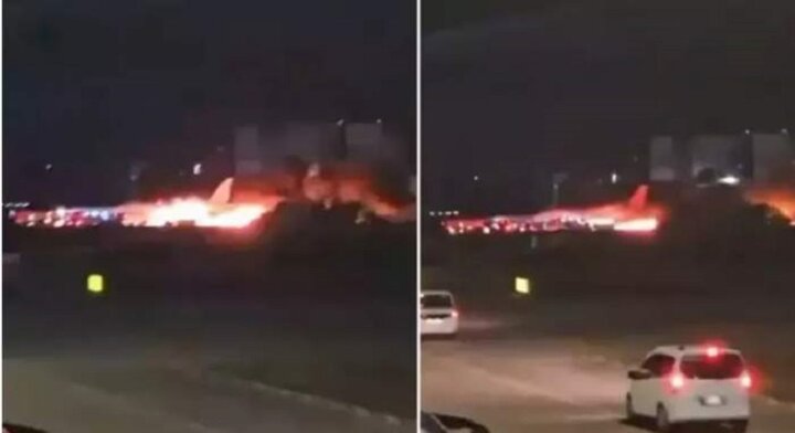 Russian plane caught fire at Antalya airport