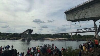 The collapse of the bridge in Brazil; At least 9 people died