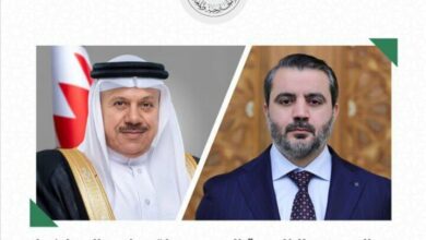 The first phone call between the foreign minister of Bahrain and the new foreign minister of Syria