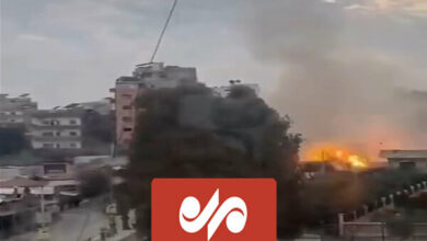 The moment of the explosion in one of the ammunition depots in the suburbs of Damascus