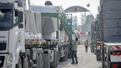 The arrival of 600 trucks carrying humanitarian aid to the Gaza Strip