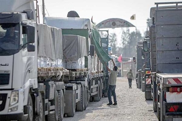 The arrival of 600 trucks carrying humanitarian aid to the Gaza Strip