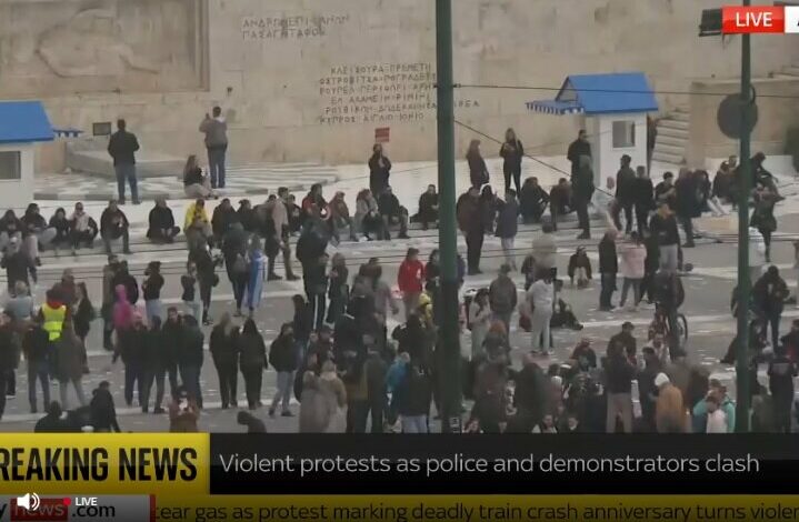 A protest rally on the anniversary of the deadly train accident in Greece+ Movie