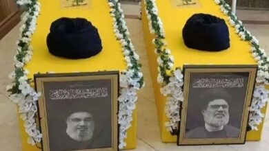 The first coffin of Seyyed Hassan Nasrallah and Seyyed Hashem Safi al -Din