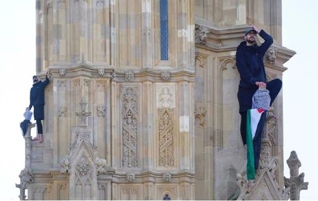 Palestinian flag over Big Ben in London+ Movie