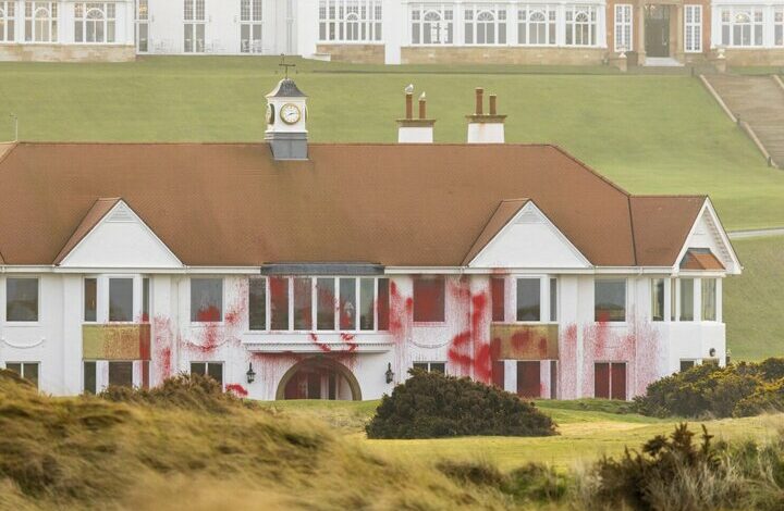 Palestinian supporters destroyed Trump’s resort and golf course in Scotland+Movie